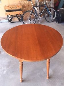 Round kitchen wood table,  people - fold down