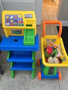 Toy cart and cashier set