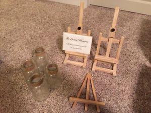 Wedding accessories - memory jars, easels, sign