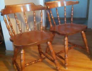 pair of Canadian made wooden chairs