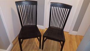 2 Solid Wooden Chairs/Wicker Emporium