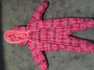 3-6 months pink hooded warm sleeper/snow suit