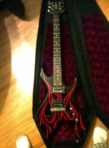 BC Rich Warlock with coffin case and Marshall Amp