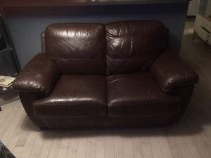 Brown Leather loveseat Couch Leon's great condition!