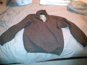 Columbia 100% wool sweater with inside wind-break liner