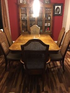 Dining room table, chairs, hutch and buffet