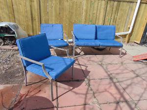 PATIO FURNITURE LOVESEAT & TWO CHAIRS: WITH CUSHIONS