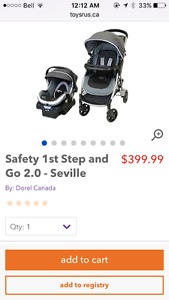 Safety step and go stroller and car seat