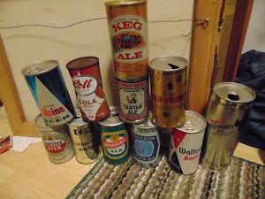 VARIOUS VINTAGE BEER AND POP CANS SEE PHOTOS