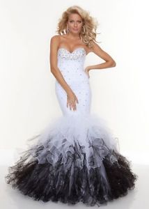 white and black mermaid ombre dress