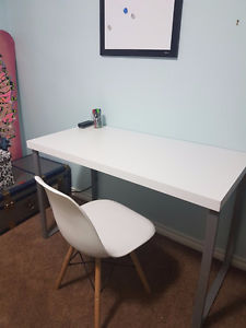 white desk and chair