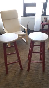 2 wooden stools