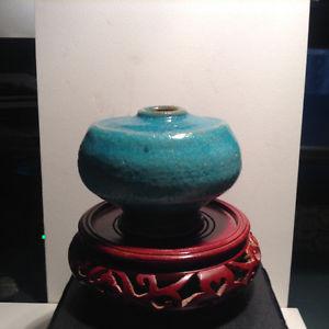 Antique Chinese Ceramic Porcelain Water Jar Turquoise