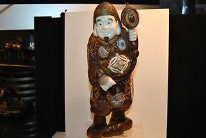 Antique Japanese Netsuke Carved Wood Man Figurine Statue
