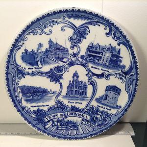 Antique W. Adams & Co Flow Blue & White Historical 10" Plate