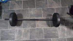 Barbell and 100lbs of weights