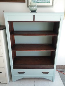 Beautiful Refinished Painted Blue Bookcase Cabinet