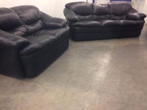 Black Leather COUCH Set - Delivery