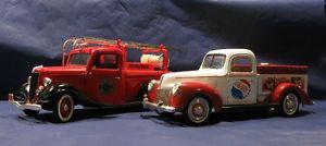 Cast Over Plastic Pepsi Bank Truck and Firetruck