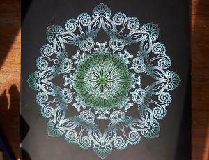 Finished Scratch-off Blue-Green Mandala Art