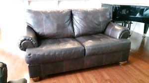 Gorgeous leather O/S loveseat and chair and a half