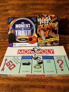 Monopoly the moment of truth and Jenga quake for $15