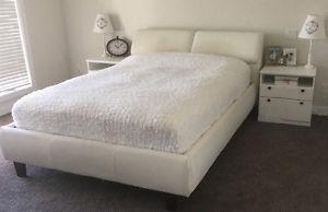 Queen Bed with Mattress and Nightstands