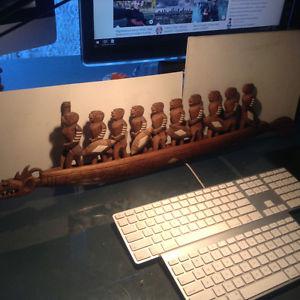 Vintage Borneo Tribal War Canoe Wood Carved