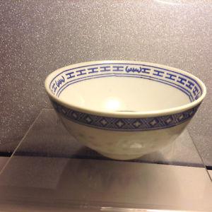 Vintage Chinese Bowl Ceramic White Blue