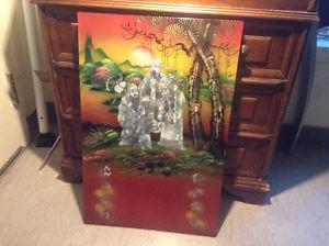 Vintage Mother of Pearl Inlay Scenic Panels Lacquer