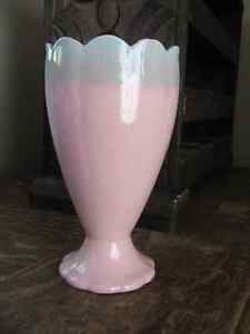 Vintage Pink Hull Vases Fantasy Drip Dogwood Floral