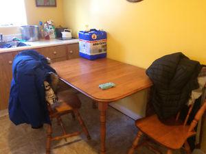 Wood table with 3 chairs