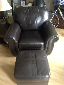 leather chair and ottoman