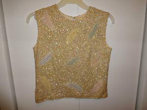 vintage beaded knit top size M