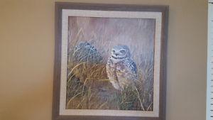 1) Prairie Owl - Acrylic Paint on wood panel