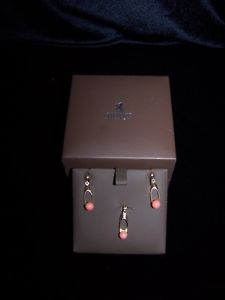 14KT PIERCED EARRINGS WITH MATCHING PENDANT,TINY SALMON