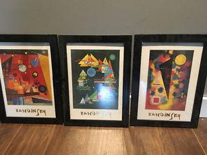 3 framed Kandinsky prints