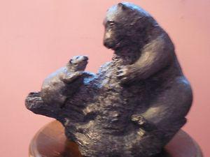 Aardvark Bear and Cub Sculpture