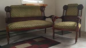 Antique chair and loveseat