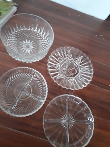Crystal bowl 2 plates and a snack plate