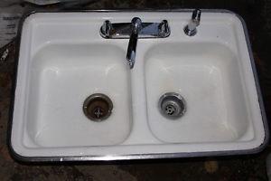 Enamel White Double Sink