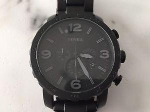 FOSSIL JR NATE CHRONOGRAPH BLACK STAINLESS STEEL WATCH