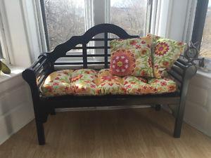 Garden bench and cushions