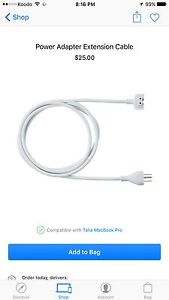 Genuine Apple power adapter extension cord