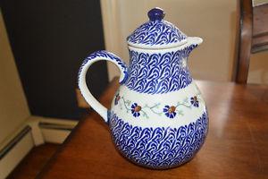 Handmade Boleskawiec coffee pot from Poland