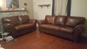 Leather couch and love seat set