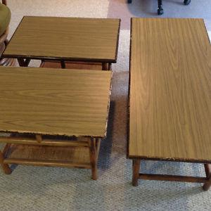 Rattan coffee table and 2 matching end tables