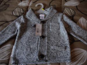 TODDLER NEW CUTE LITTLE GREY CARDIGAN WITH COLOR AND POCKETS