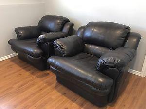 Two Faux Leather Sofa Chairs (Rough, Comfy)