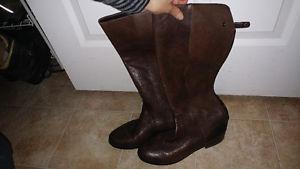 Womens 424 Fifth Avenue Brown Leather Knee High Boots